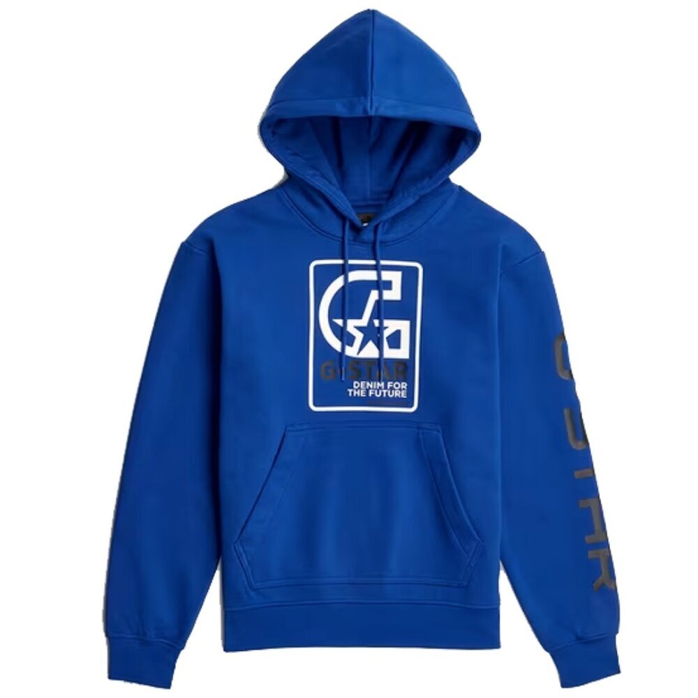 NWT G Star Raw Men's Blue Graphic Logo Hoodie Sweatshirt XXL